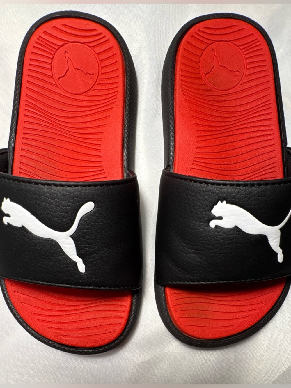 Puma Toddler Slides Size 13C Black Red Slip On Sandals
